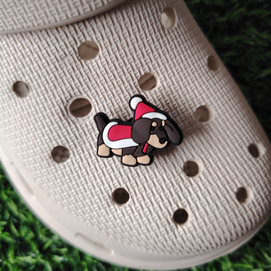 Cute sausage dog with Santa hat Croc Charm