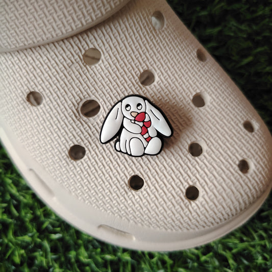 Cute Bunny With Candy Cane Croc Charm