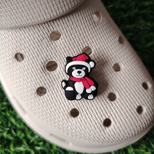 Cute Cat Croc Charm With Santa hat & scarf