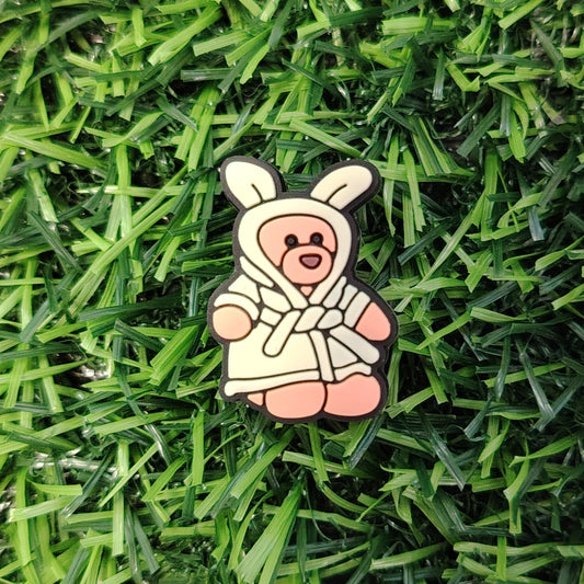 Bartholomew Bear wearing Bathrobe Shoe Charm