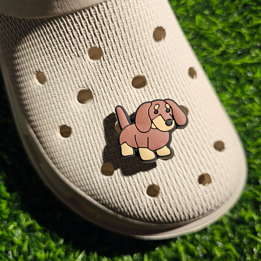 Cute Brown Sausage Dog Croc Charm