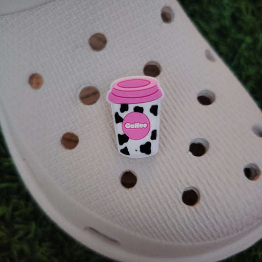 Cow Print Coffee Cup Croc Charm
